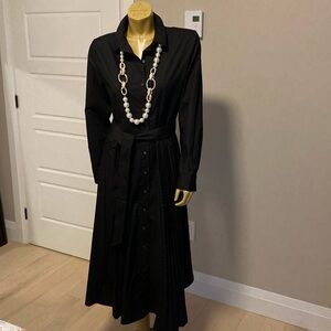 Banana Republic black shirt dress poly/cotton blend NWTs belt pleated PTP19.5